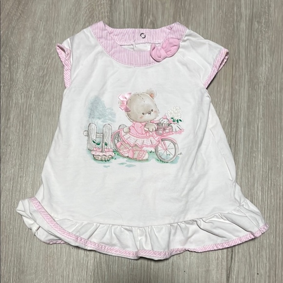 Charming Pink and White Nightgown with Teddy Bear Design - Picture 1 of 1